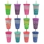 Zak Designs 25-oz. Color-Changing Tumbler 12-Pack Set Reusable Plastic with Splash-Proof Lids and Straws Assorted Colors