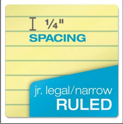 TOPS Docket Ruled Perforated Pad Jr. Legal Ruling 5 x 8 Canary 12 50 Sheet Pads Pack