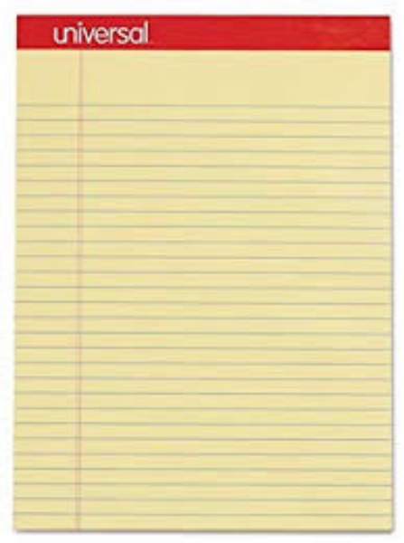 Universal Perforated Edge Writing Pad Legal Margin Rule Letter Canary 50 Sheet Pads 12pk