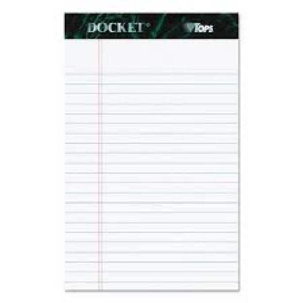 TOPS Docket Ruled Perforated Pads Legal Rule 5 x 8 White 12 50 Sheet Pads Pack