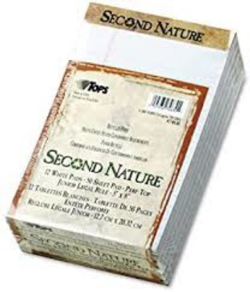 TOPS Second Nature Recycled Note Pads Lgl Margin Rule 5 x 8 White 50 Sheet Dozen