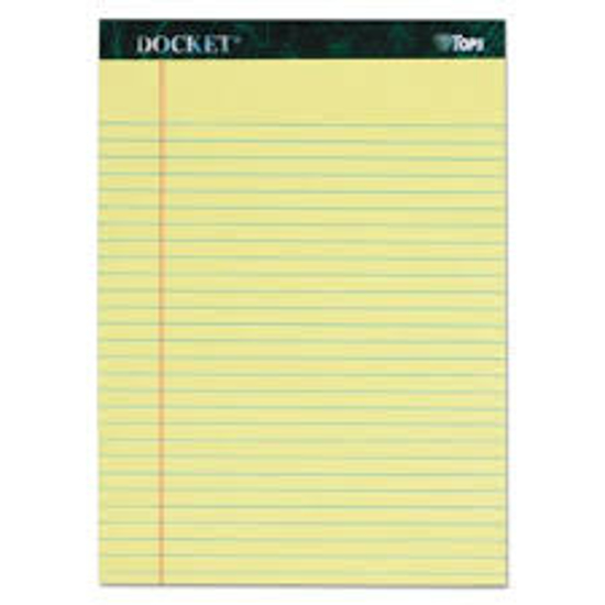 TOPS Docket Writing Tablet 8 1/2 x 11 3/4 Legal Rule Canary 50 Sheets 6 Pack