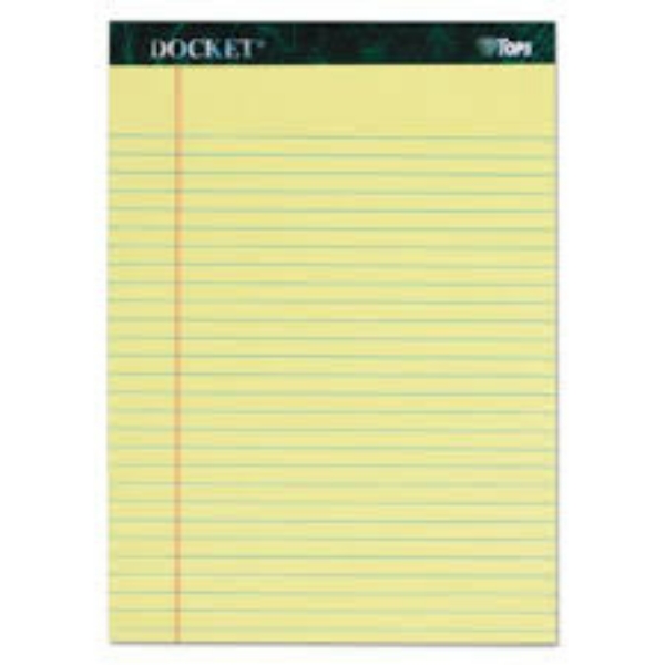 TOPS Docket Writing Tablet 8 1/2 x 11 3/4 Legal Rule Canary 50 Sheets 6 Pack