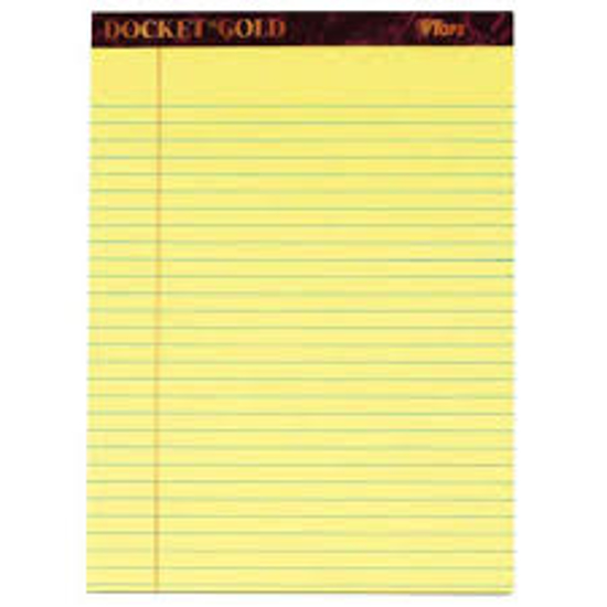 TOPS Docket Gold Legal Pad 8 1/2 in x 11 3/4 in Canary 12 count