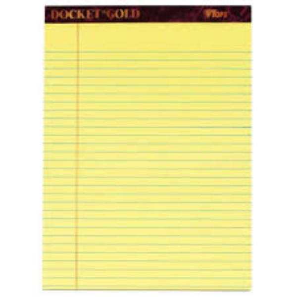 TOPS Docket Gold Legal Pad 8 1/2 in x 11 3/4 in Canary 12 count