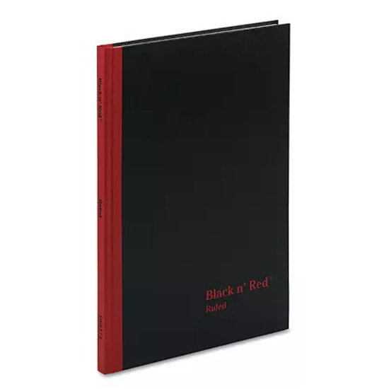 Black n Red Casebound Notebook Ruled 8 1/4 x 11 3/4 White 96 Sheets Pad
