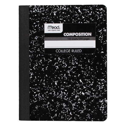 Mead Wireless Composition Book College Rule 9 3/4 x 7 1/2 White 100 Sheets