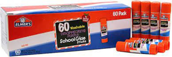 Elmer's Disappearing Purple All Purpose Glue Sticks Purple Clear 60 Box