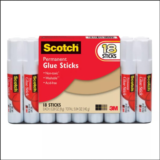 Scotch Permanent Glue Stick 18 pk 28 oz
