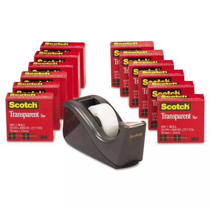 Scotch Transparent Tape Dispenser Value Pack 1 Core Black 12 Pack