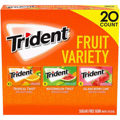 Trident Fruit Variety Pack Sugar Free Gum 14 per pk 20 pk