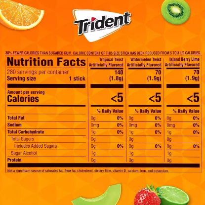 Trident Fruit Variety Pack Sugar Free Gum 14 per pk 20 pk