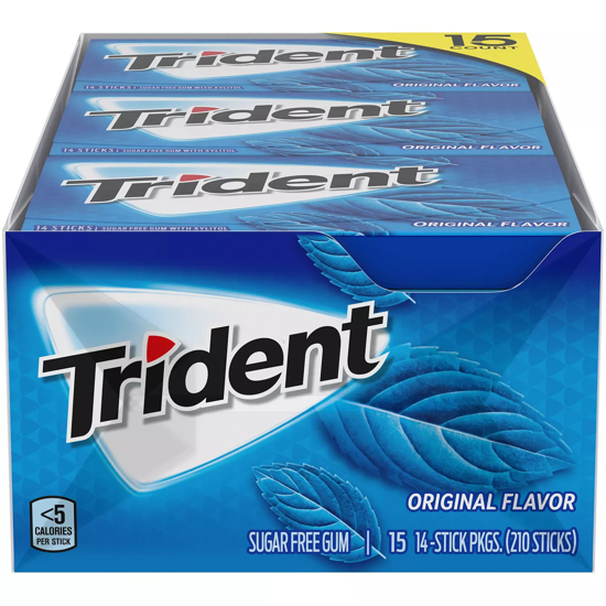 Trident Original Flavor Sugar Free Gum 14 pieces 15 pk