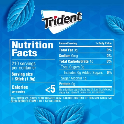 Trident Original Flavor Sugar Free Gum 14 pieces 15 pk