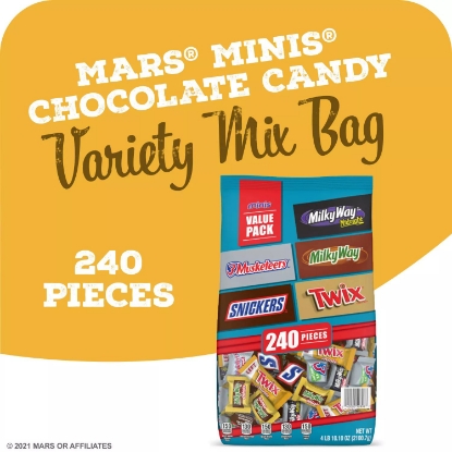 Snickers, Twix, Milky Way, 3 Musketeers Minis Assorted Mix Bag 240 ct 74 oz
