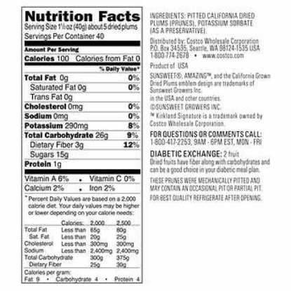 Kirkland Signature Sunsweet Whole Dried Plums 3.5 lbs