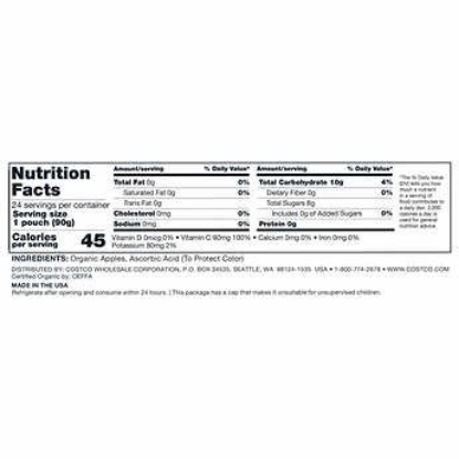 Picture of Kirkland Signature Organic Applesauce, 3.17 oz 24 count