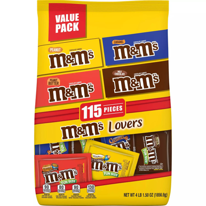 M&M's Milk, Peanut, Peanut Butter and Caramel Fun Size Chocolate Candy, Assorted Mix Bag 115 ct