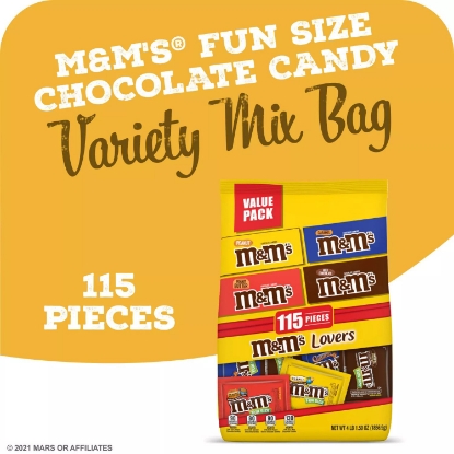M&M's Milk, Peanut, Peanut Butter and Caramel Fun Size Chocolate Candy, Assorted Mix Bag 115 ct