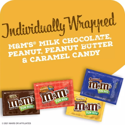 M&M's Milk, Peanut, Peanut Butter and Caramel Fun Size Chocolate Candy, Assorted Mix Bag 115 ct