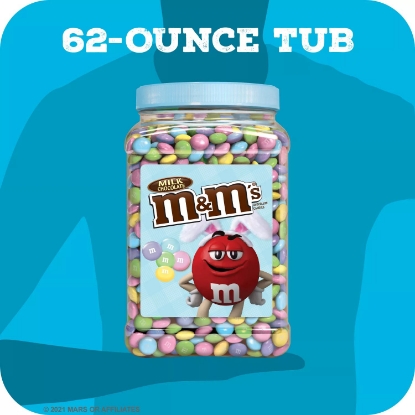 M&M's Milk Chocolate Pastel Easter Candy Jar 62 oz