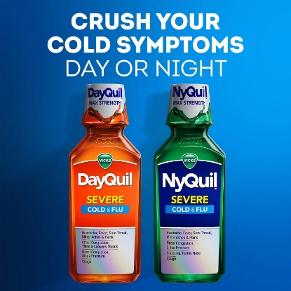 Vicks DayQuil and NyQuil SEVERE Cold & Flu Relief Liquid Choose a Flavor 12 fl oz 3 pk