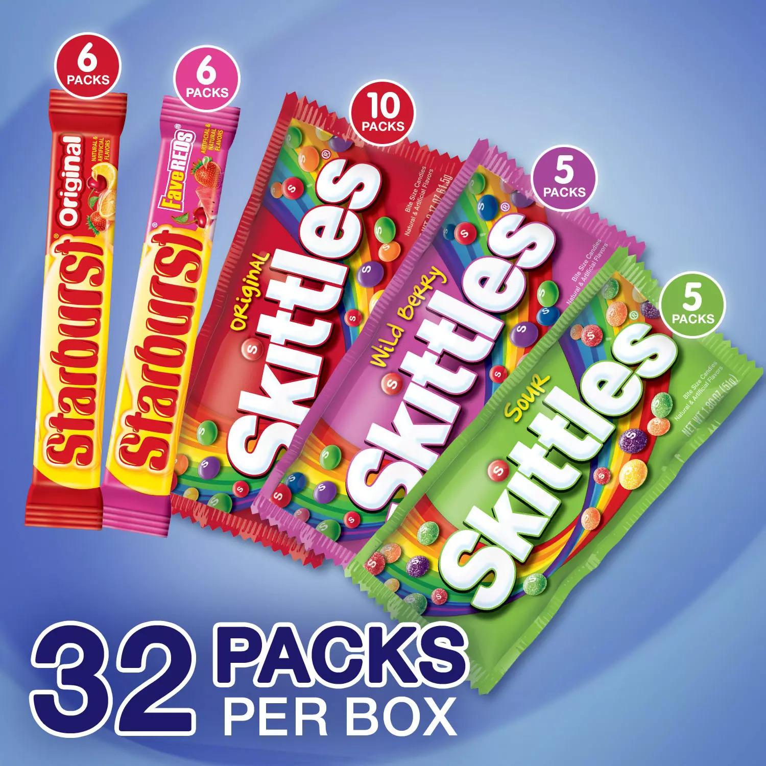 Usa Starburst And Skittles Assorted Chewy Candy Variety Box 32 Ct