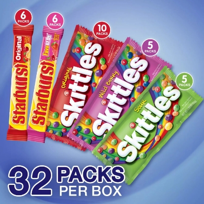 Starburst and Skittles Assorted Chewy Candy Variety Box 32 ct