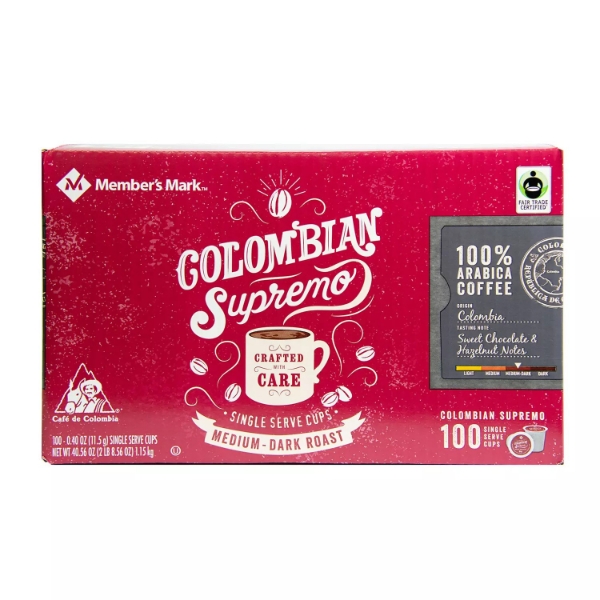 Member's Mark Colombian Supremo Coffee Single-Serve Cups 100 ct