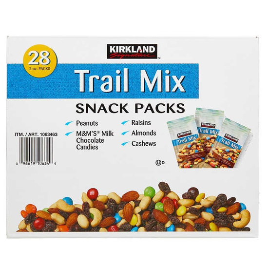 Kirkland Signature Trail Mix Snack Packs Trail Mix 2 oz 28 count
