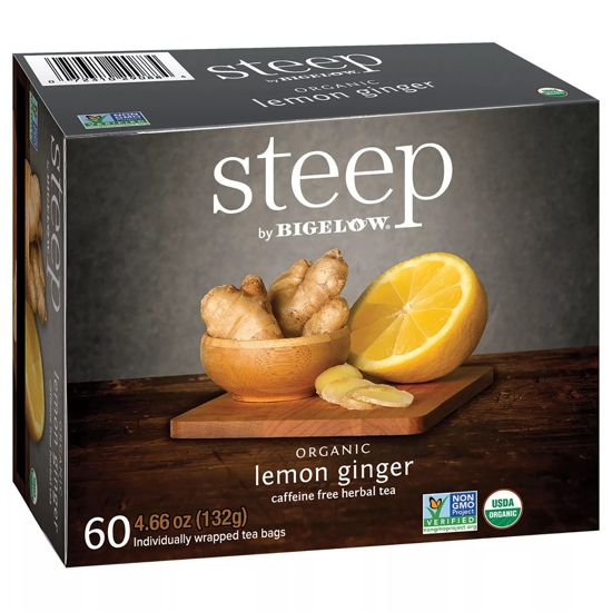 Picture of steep by Bigelow Lemon Ginger Herbal Tea  60 ct
