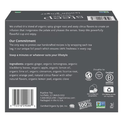 Picture of steep by Bigelow Lemon Ginger Herbal Tea  60 ct