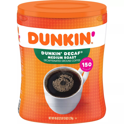Dunkin' Donuts Decaffeinated Ground Coffee Medium Roast 45 oz