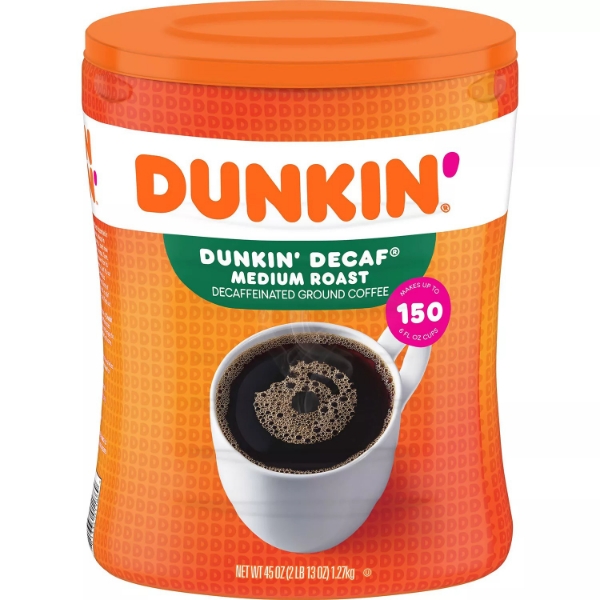 Dunkin' Donuts Decaffeinated Ground Coffee Medium Roast 45 oz