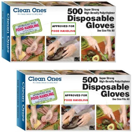 Picture of Clean Ones Polyethylene Disposable Gloves, One Size, 2000 ct
