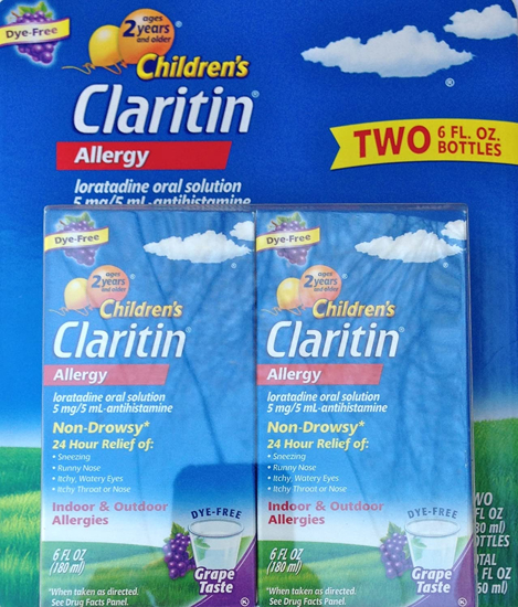 Picture of Children's Claritin 24 Hour Non-Drowsy, Grape Allergy Syrup (6 fl., oz. 2 pk.)