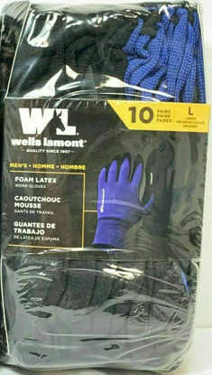 Picture of Wells Lamont Men's Work Gloves Foam Latex Coating Knit Liner, Large, 10 Pairs