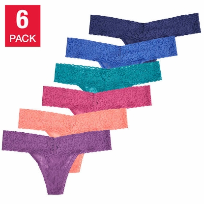 Picture of Felina Ladies' Lace Thong, 6-pack colour Black,Purple