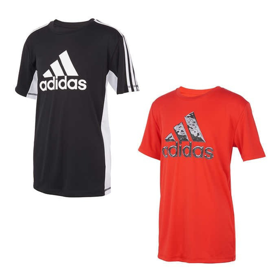 adidas Youth 2 pack Performance Tee Black and Red