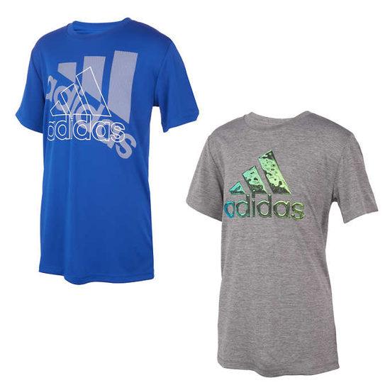 adidas Youth 2 pack Performance Tee Blue and Gray