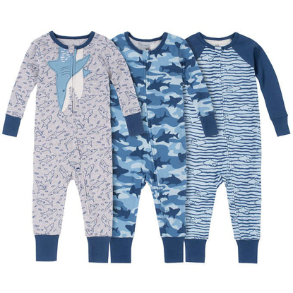 Kids Headquarters Kids 3 pack Cotton Sleepers Shark