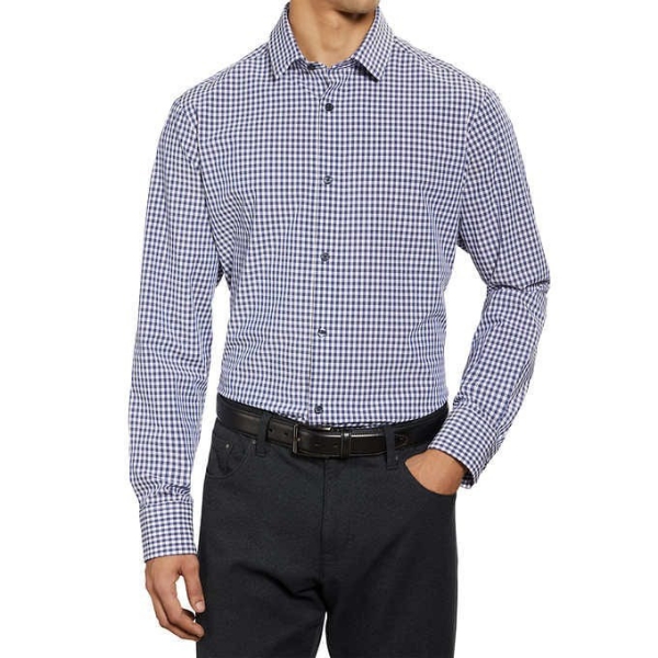 Kirkland Signature Men’s Performance Sport Shirt  Blue Gingham
