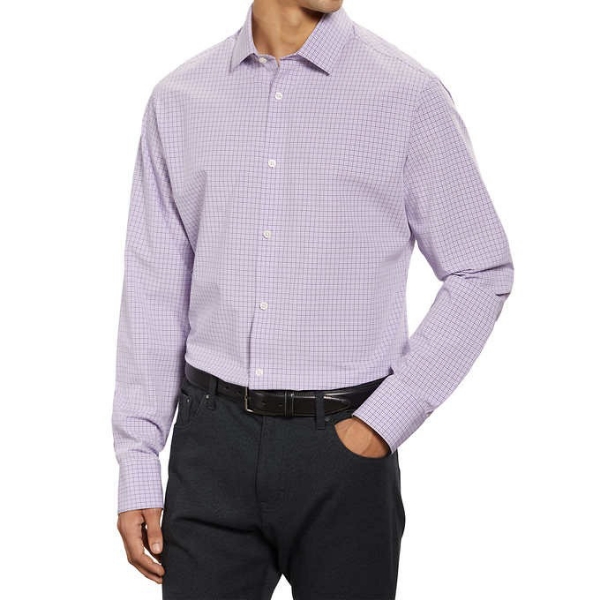 Kirkland Signature Men’s Performance Sport Shirt Purple Check