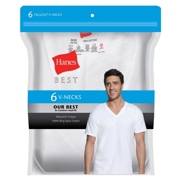 Hanes Best 6-Pack V-Neck T-shirt Assorted Colors