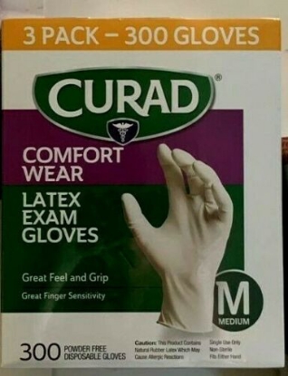 Picture of CURAD Comfort Wear LATEX Exam Gloves 300 Count