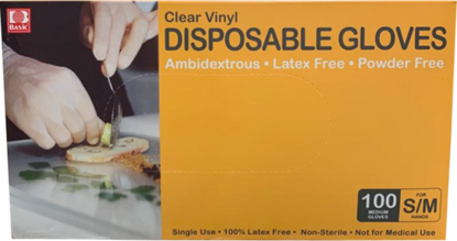 Picture of Clear Disposable Vinyl Gloves, 100 ct S/M