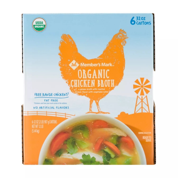 Member's Mark Organic Chicken Broth 32 oz 6 pk