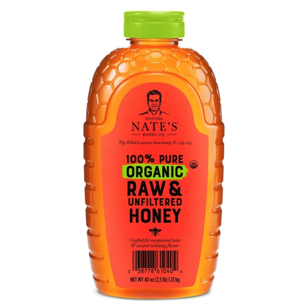 Nature Nate's 100% Organic Pure Raw & Unfiltered Honey 40 oz