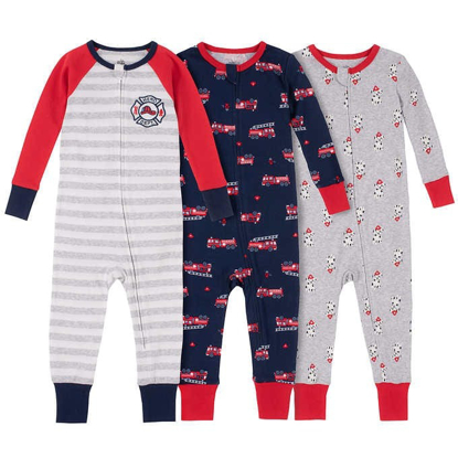 Kids Headquarters Kids 3 pack Cotton Sleepers Fireman