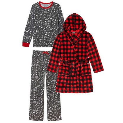 Eddie Bauer Youth 2 piece Sleepwear Set with Robe Holiday